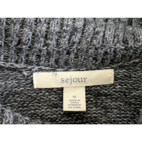 Sejour Sweater Women's 1X Gray‎ High Neck Knitted Zipper Long Sleeves Pullover - Picture 6 of 11